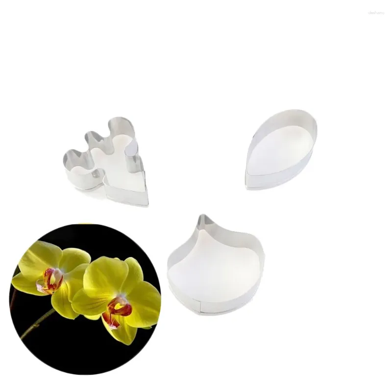 Baking Moulds 3pcs/set Butterfly Orchid Flower Petal Fondant Cake Mold Pastry Biscuit Cookie Cutter Stainless Steel Tools