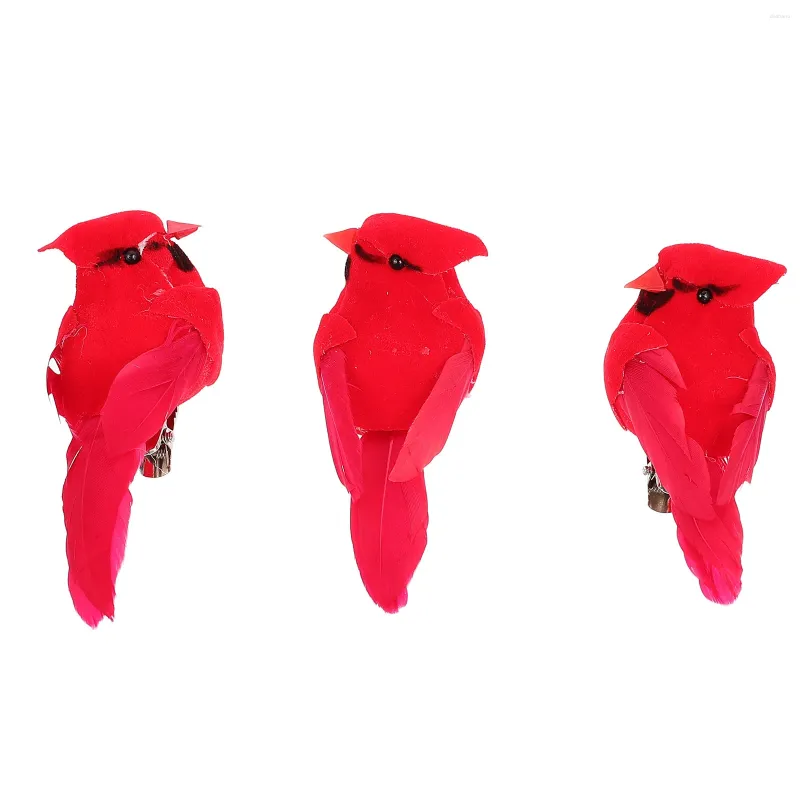 Figurines décoratives 6pcs Clip cardinal sur l'ornement d'arbre de Noël Simulation de Birds Red Small Centre pour décoration Home