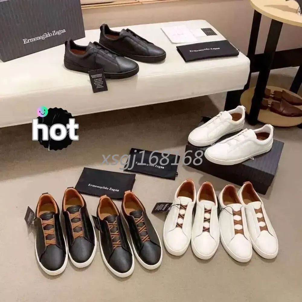 2024New Designer Dress Shoes Mens Mens Zegna Lace-Up Business Casual Social Wedding Party Quality Leather Lightweight Chunky Sneakers Formella tränare