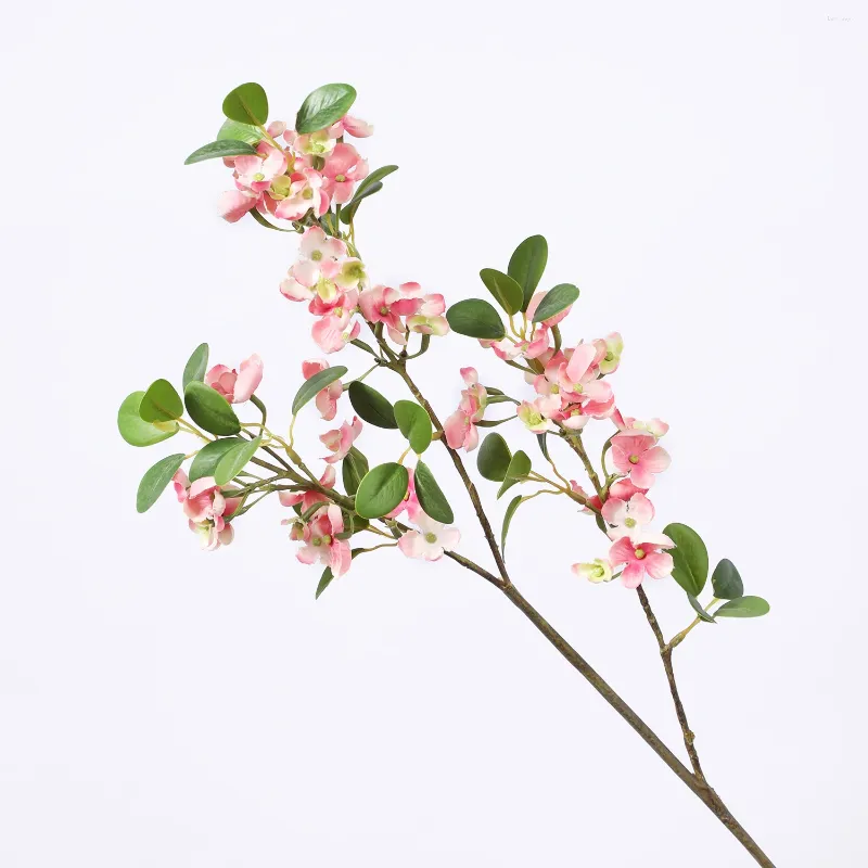 Dekorativa blommor Simulerad blomma Crabapple Plum Long Branch Cherry falsk dekoration Hög hortensia makrofylla vardagsrum