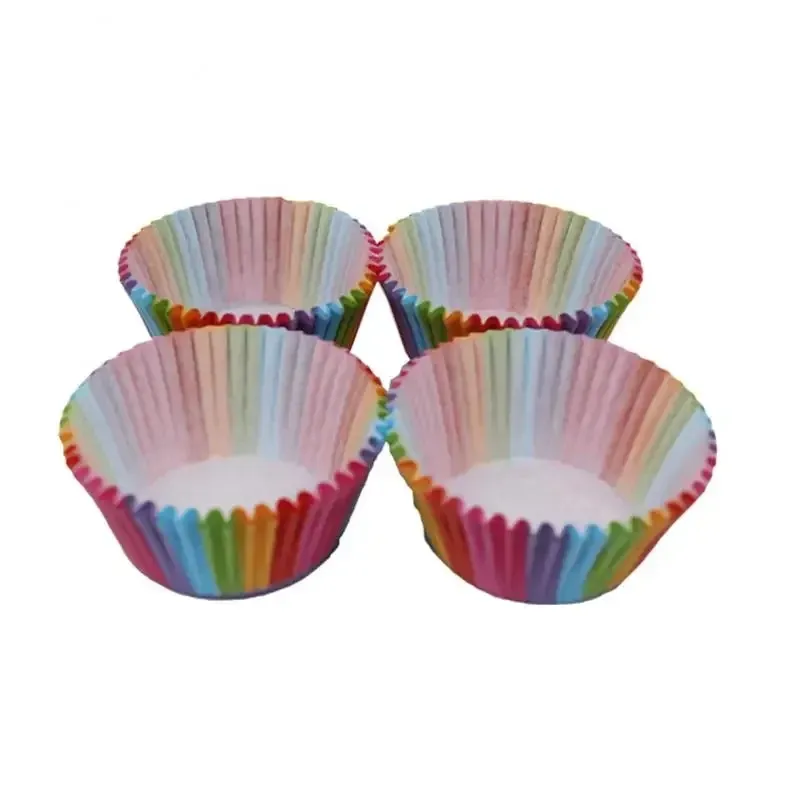 Shape Liner Box Cake Baking Muffin Paper Cup Party Tray Mold Decoration Rainbow