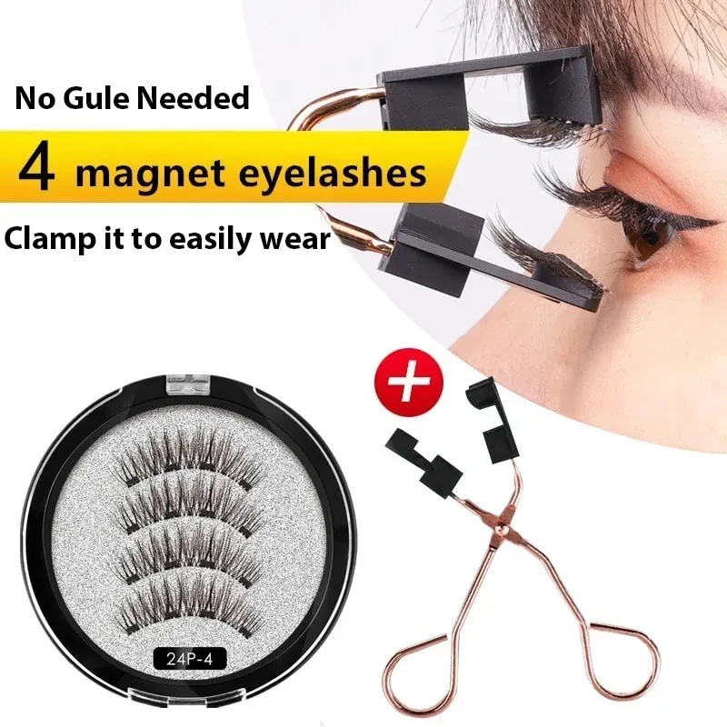 Magnetic Eyelashes 3D Mink Eyelashes Makeup Magnetic Lashes Tweezers Set Natural False Lashes Short Faux Cils