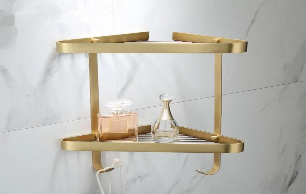 Corner Shelf Brass Bathroom Shower Rack Brushed Gold Bath Shower Shelf Bath Caddy Rack Holder Wall Mounted Bathroom8754479