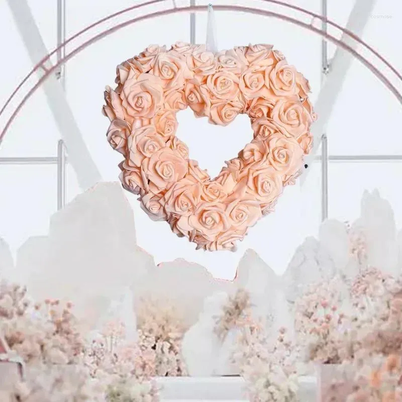 Decoratieve bloemen 30 cm Valentijnsdag liefde hart krans lichtrozesimulatie roze slingers bruiloft decor happy valentien's feestkransen