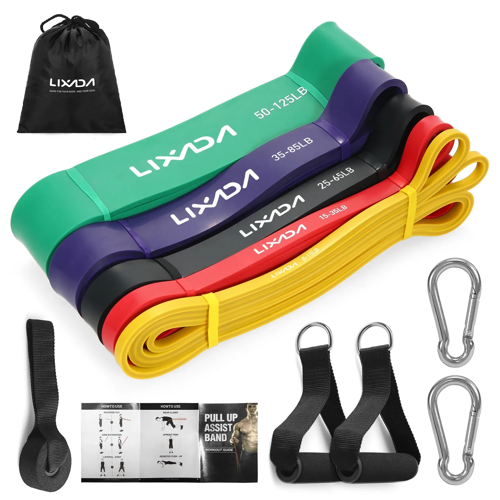 Set Fasce Elastiche Resistenza Giiyr 4 Livelli - Con Ancoraggio Porta E Borsa - Per Uomo/donna - TPE Resistente - 3