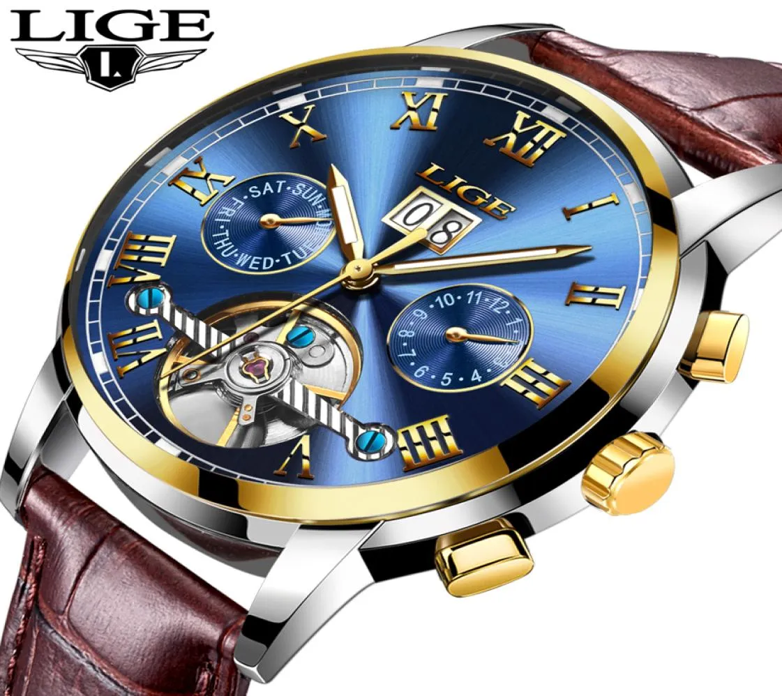 LIGE Mens Watch Top Automatic Mechanical Watch Men Clock Waterproof Sport Watches Relogio Masculino gift4813621