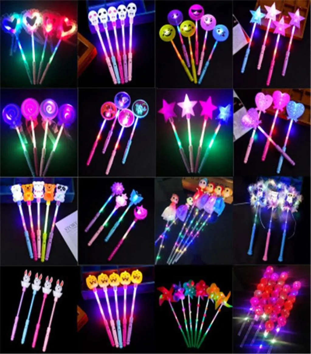 Toys de Noël LED clignotant des bâtons d'éclairage brillant Rose Star Heart Magic Wands Party Night Activities Concert Carnivals Props Kid1582926