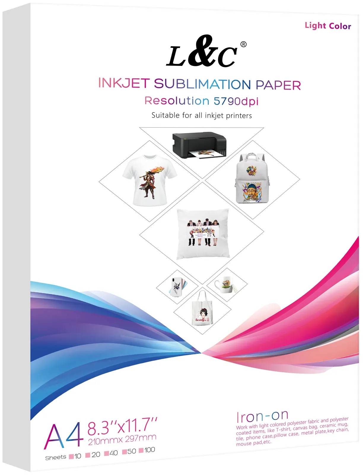 Papel de sublimação de papel Papel de transferência de calor A4 para qualquer impressora de jato de tinta de serra de capim -a de epson hp com tinta de sublimação para camiseta de caneca