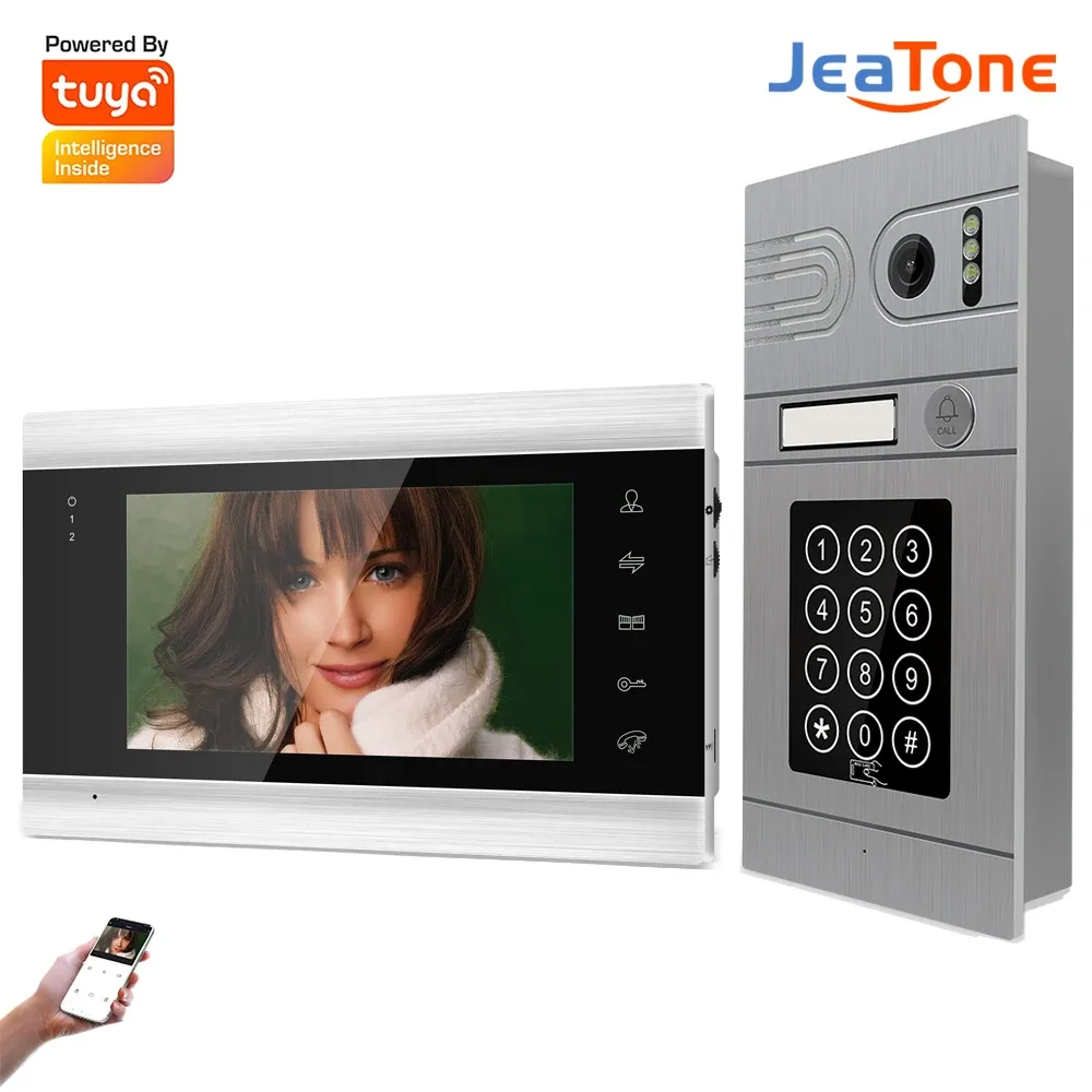 Intercom Jeatone Video Intercom z Lock for Home Apartment Wi -Fi Wireless VideoDoorbell Do drzwi hasło System przeciągania AHD960P TUYA