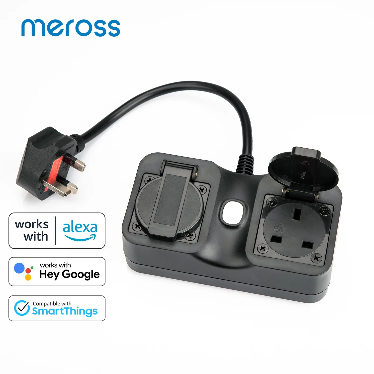 Plugs smart wifi plug/soquete wlan smarts uk plug ip44 suporte à prova d'água Alexa Google Assistant e SmartThings meross