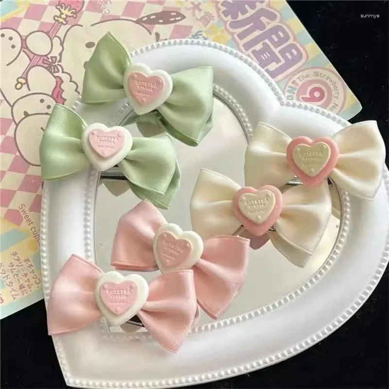 Hårtillbehör Forest System Sweet Fabric Bow Love Clip Girls Hairpin Söta mode Barrettes Headwear Princess Accessory Gift