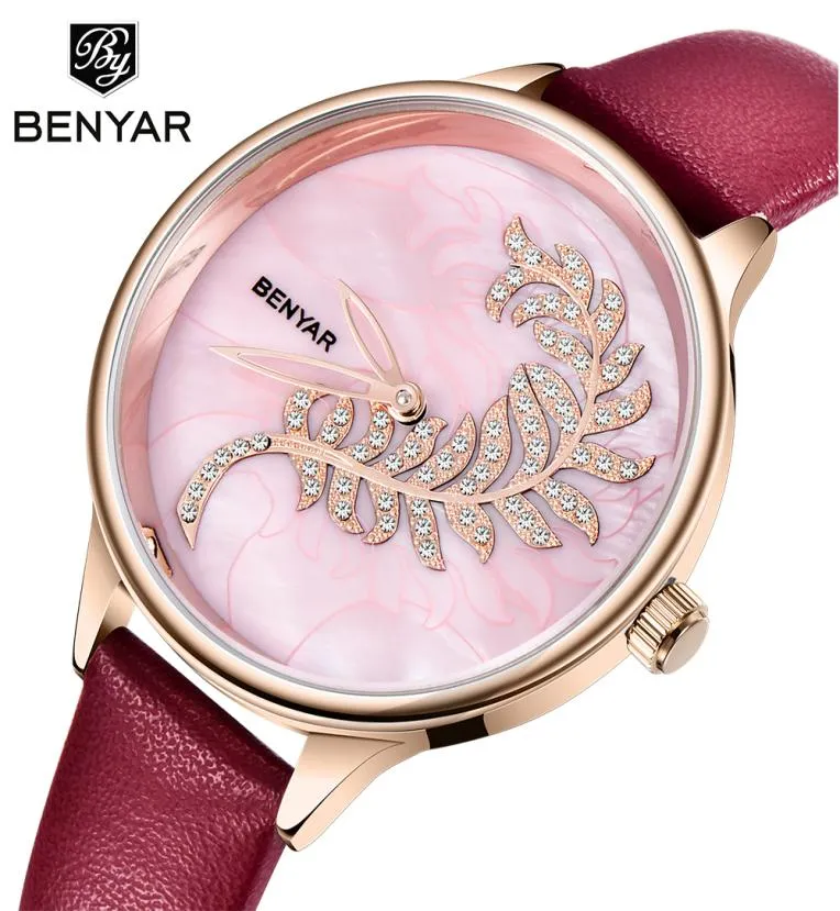 Benyar Luxury Fashion Women Watches Waterproof Casual Quartz Ladys Kijk voor vrouwenjurk Dames polshorloges Relogio Feminino940507777