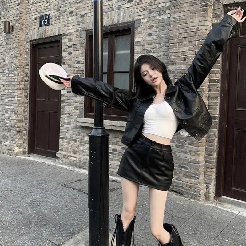 Faux Leather Plus Size Mini Skirts 2020 Sexy Leather Skirt Set
