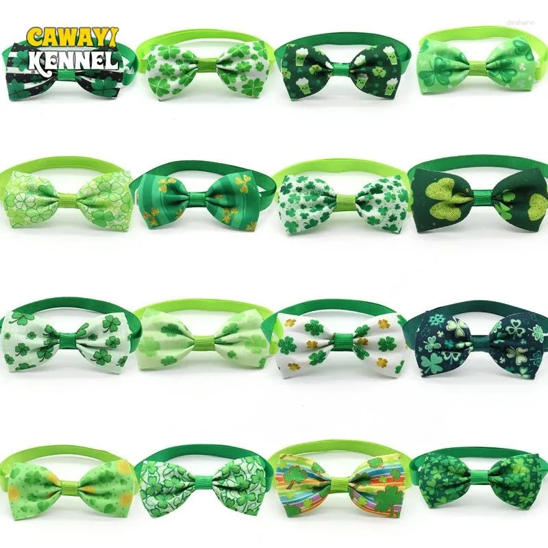 Dog Apparel CAWAYI KENNEL 5/10 Pcs/set Small St Patrick Day Bow Tie Clover Puppy Supplies Pet Bowtie Dogs Cats Grooming