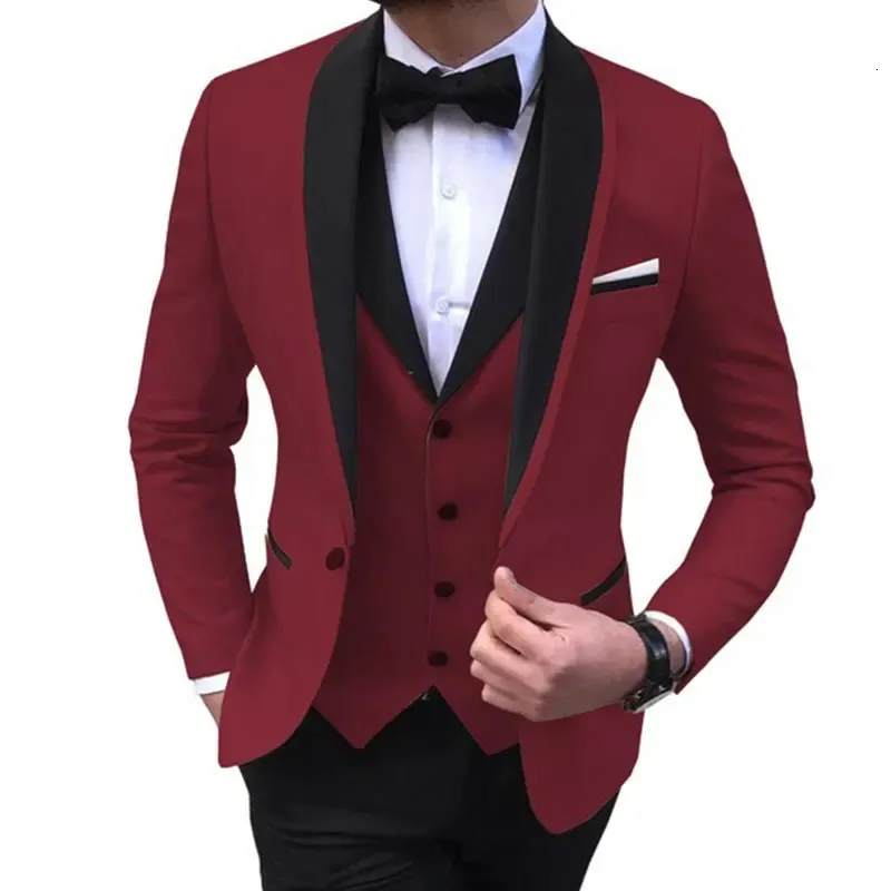 Robes de fête JacketPantsVest Fashion Costumes pour hommes Slim Fit Slim Fit Casual Male Blazer Formal Occasion Homme Costume 240326