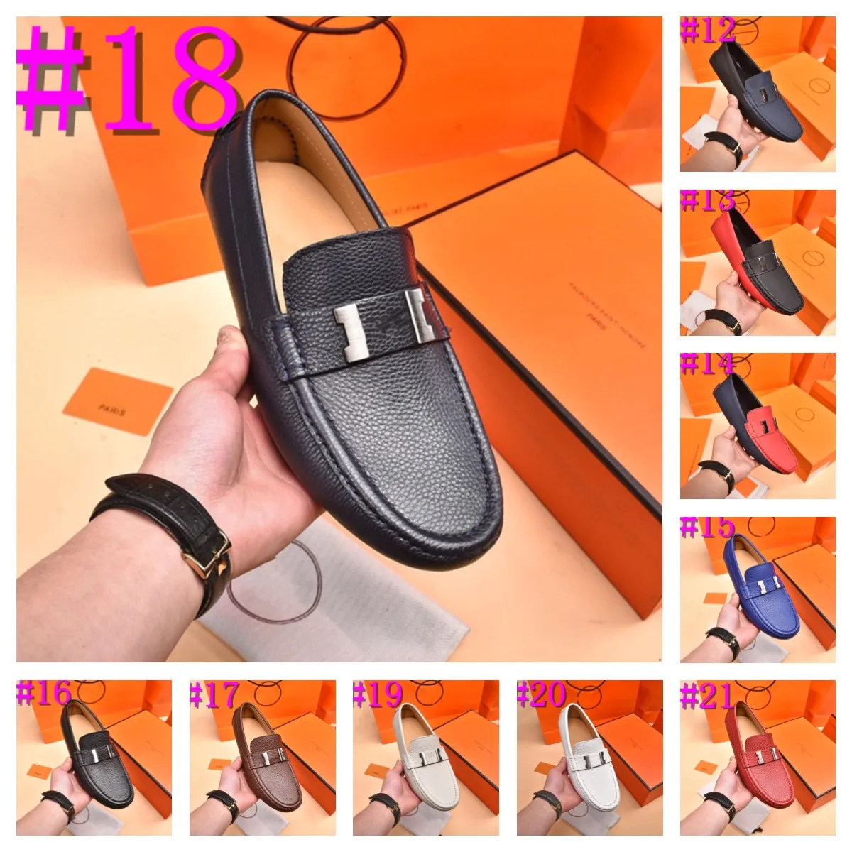 40Style Geuthesine Leather Designer pour hommes chaussures habillées de luxe Marque Soft Men Loafers Moccasins Slip respirant sur des chaussures de bateau mâle plus taille 38-46