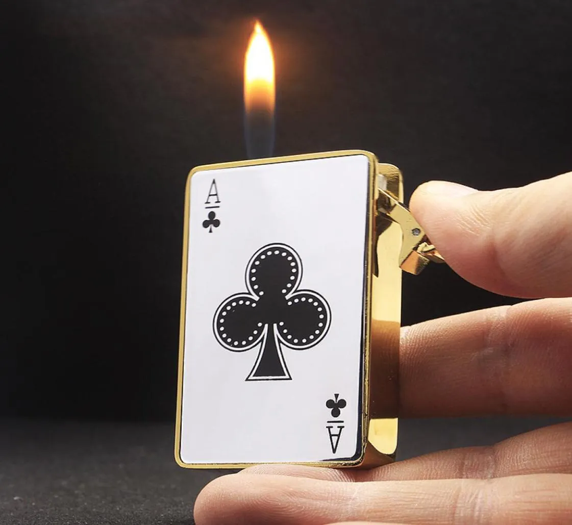 Creative Plastic Poker Lighter Refillable Butane Gas Lighters Plating Cigarette Lighter för man77023526415503