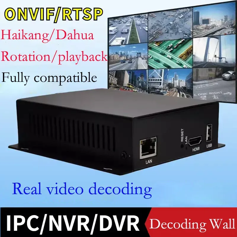 Sistema H.265/H.264 Decodificador de vídeo em rede HDMI HD 1080p ONVIF decodificador com decodificação USB RTSP 4K NVR/DVR/XVR Scret Screen