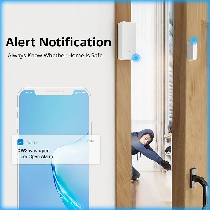 الكاشف Sonoff DW2 WiFi Door Window Sensor Ewelink Smart Home Security Protection متوافق مع Alexa Google Home Assistant