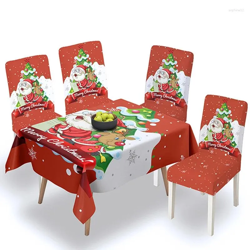 Stoelhoezen Kerst gedrukte omslagtafel Elastische Spandex Stretch Seat Case voor Banquet El Dining Room