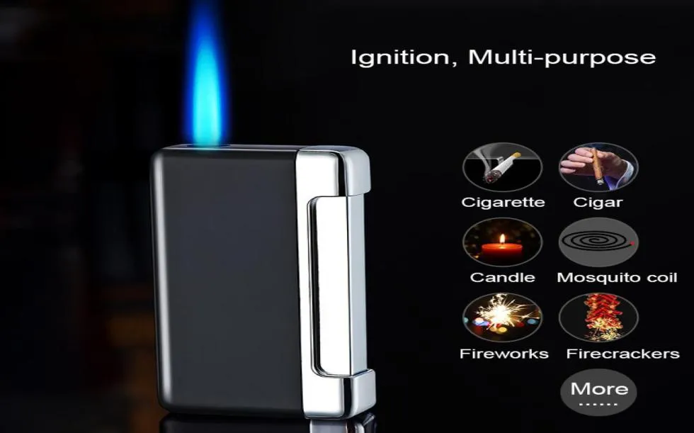 Torche à cigarette Light Press Ignition Jet Light Blue Blue Flame Rechargeable Butane Gas Tenter à vent Lighters13538919312044