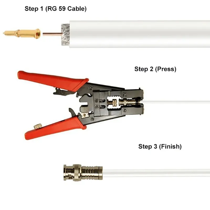 ESCAM 10stSecurity System BNC Connector Compression Connector Jack för koaxial RG59 -kabel CCTV -kamera tillbehör