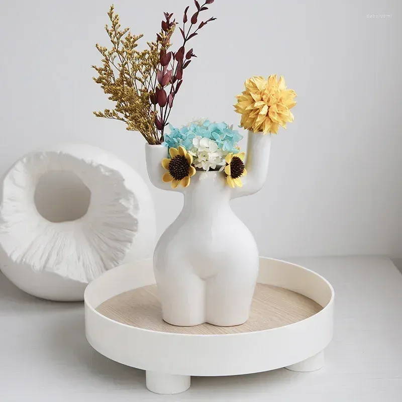 Вазы человеческая цветочная ваза дома украшение тела гостиная декор абстрактное искусство белая северная керамика