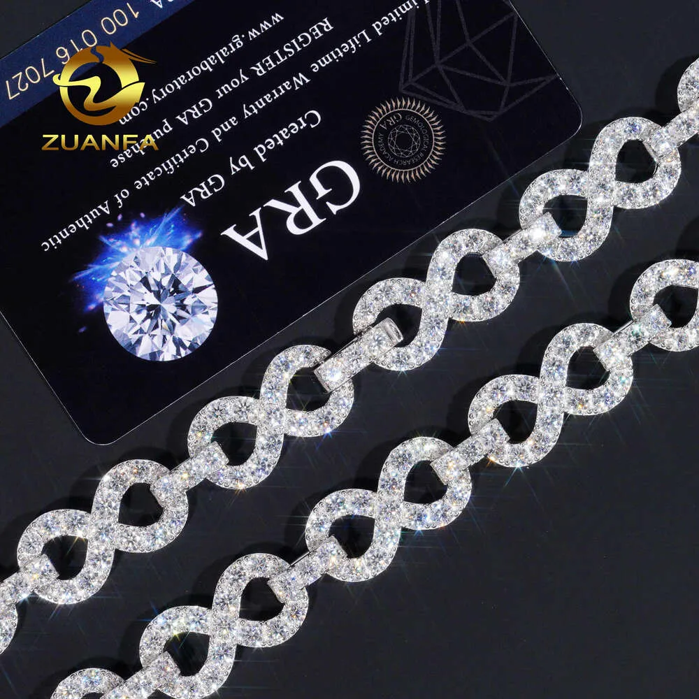 도매 패스 다이아몬드 테스터 13mm 아이스 아웃 힙합 VVS Moissanite Diamond Infinity Cluster Cuban 링크 Chainlocket 목걸이