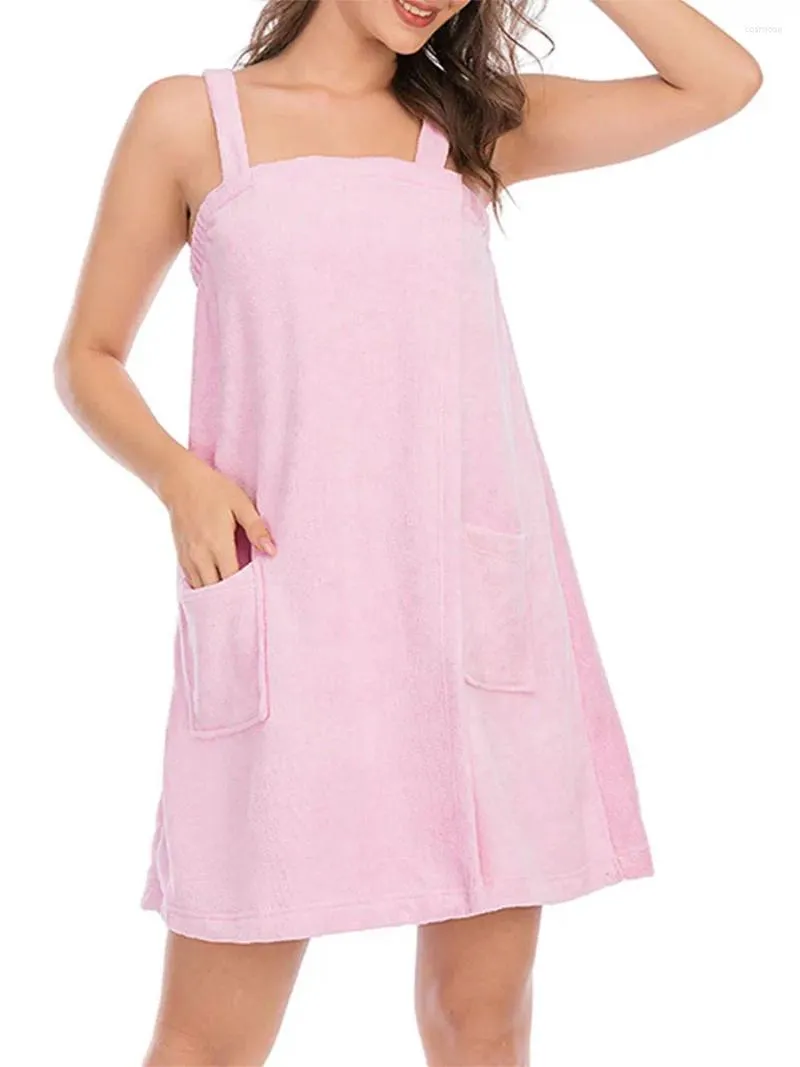 Serviette femme robe de salle de bain sans manches molles peignable peignable robe robe légère lâche glissade