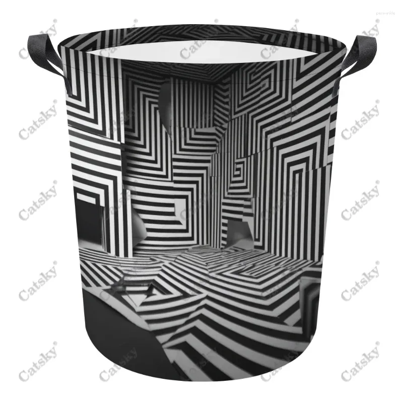 Laundry Bags Abstract Wooden Maze Art Foldable Basket Hamper Dirty Clothes Storage Organizer Bucket Homehold Bag