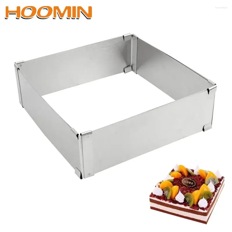 Backformen Hoomin Backware Einstellbarer Mousse Ring Dessertwerkzeug Edelstahl DIY -Kuchen Dekorieren Schimmel quadratische Schimmelpilze