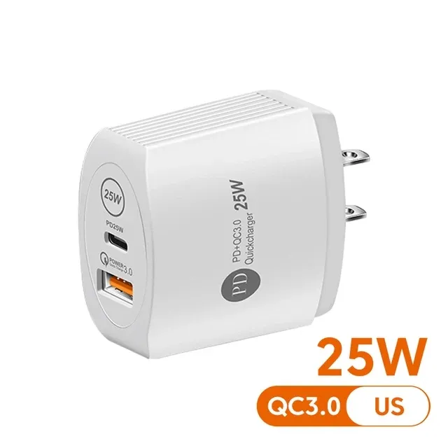 25W USB C Ladegerät Telefon Ladegerät Schneller Ladeart C Ladegerät Schnellladen 3.0 Adapter für iPhone Xiaomi Huawei Samsung