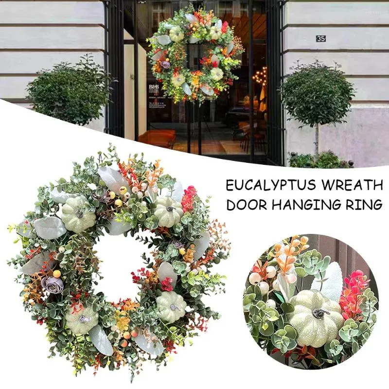 Dekorativa blommor Fashion Artificial Houese Eucalyptus kransfönster hängande prydnad för veranda dörrhandtag