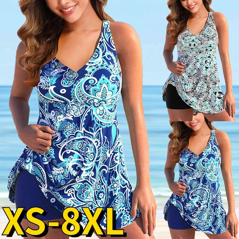 2023 Summer Bikini Women Tankini Sexy Monokini Beachwear 3D Print Swimming Trunks High midje Tvådel mode baddräkt badkläder 240322