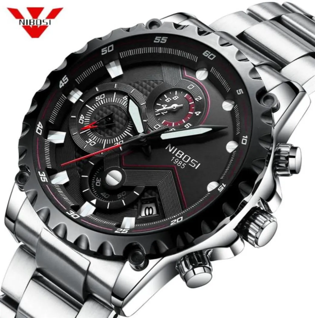 Nibosi Fashion Mens Watchs Top Brand Luxury Big Dial Quartz Watch Watch Imperproof Chronograph Watch Men Relogio Masculino277U4942527