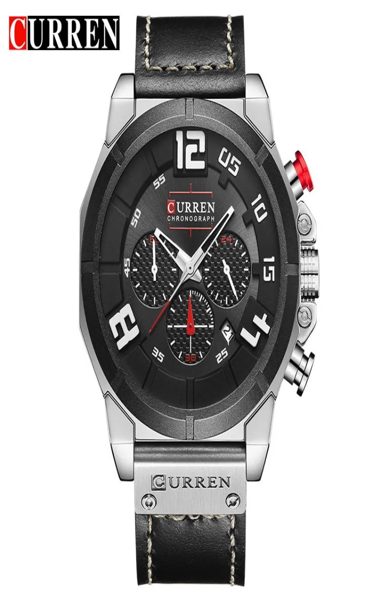 Curren New Chronograph Wristwatch Sport Male Clock Leather Strap Quartz Men Watches Relogio Masculino Reloj Hombre Montre Hommes2491624