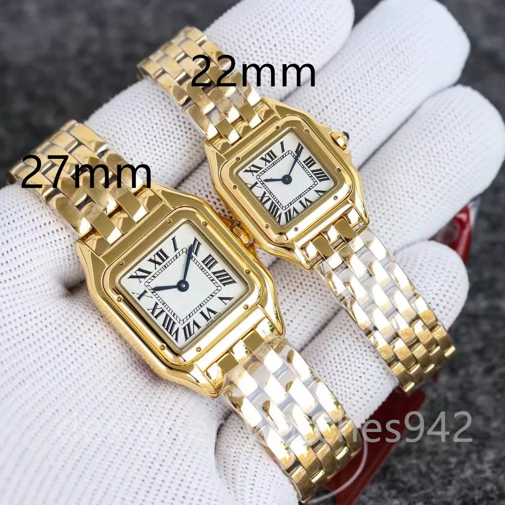 Wallwatches Fashion Designer Watch Panthere Parejas Relojes de cuarzo Movimiento suizo Watch Diamond 316L Sapphire Sapphire Crystal Square Montre de Luxe