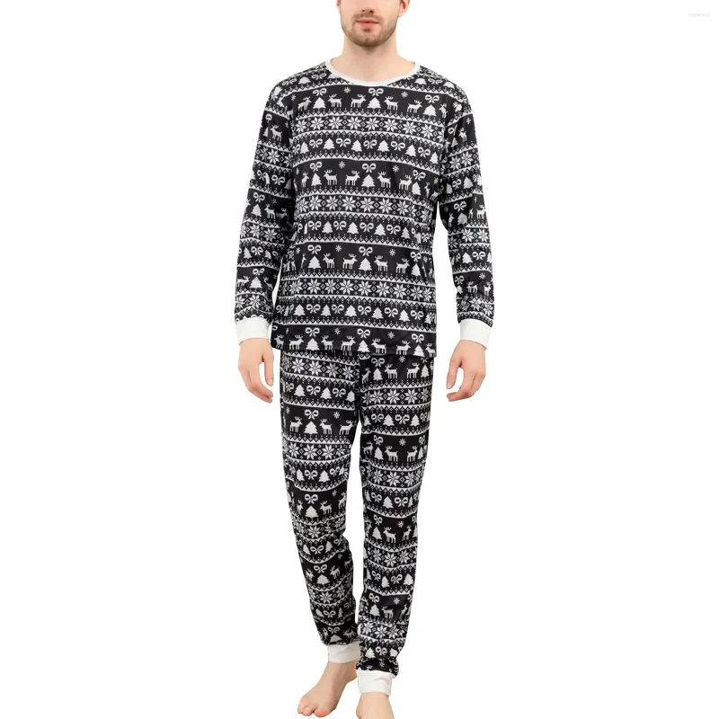 Home Clothing Men's Autumn And Winter Casual Loose Fitting Long Matching Christmas Pajamas For Family Of 5 Plaid