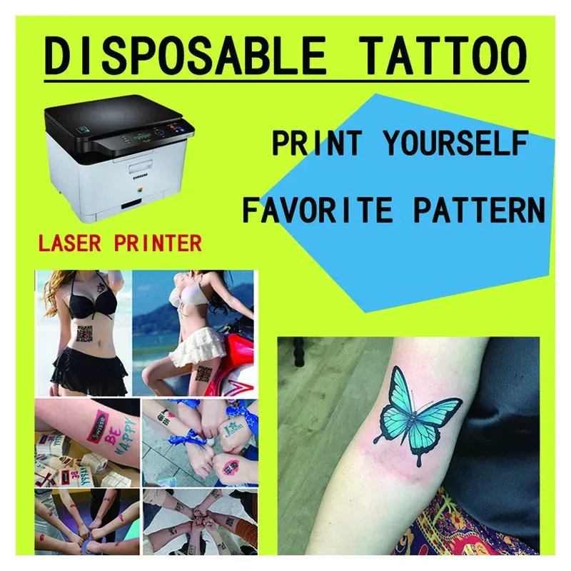 ペーパーA4 ONETIME TATTOO PASTE Transfer Paper Men and Women Tattoo DIY一時レーザー印刷防水レーザータトゥー