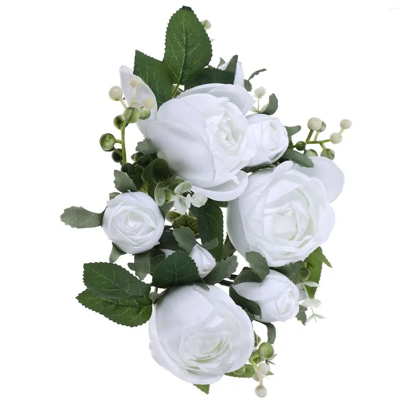 Bandlers les anneaux anneaux piliers couronnes artificielles de fleur de bureau rose artificielle couronnes blanches