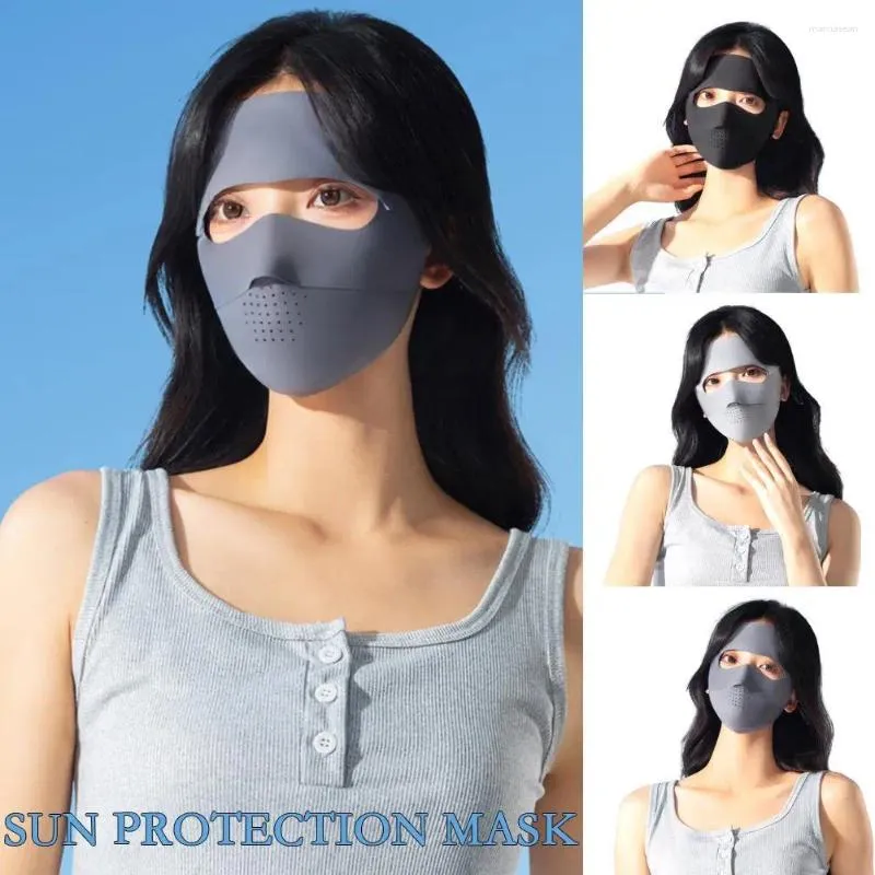 Bandanas 1pc Summer Silk Mask UV Protection Face Cover Sunscreen Veil med Brim Outdoor Cycling Sun Hats Caps