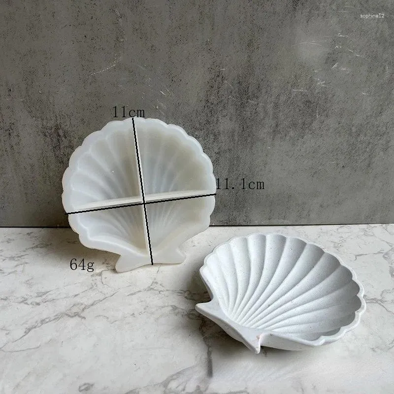 Decoratieve beeldjes Shell Tray Siliconen schimmelplaat Gips Beton Handgemaakte DIY Epoxy Resin Molds Sieraden Opbergdoos Soap Dish