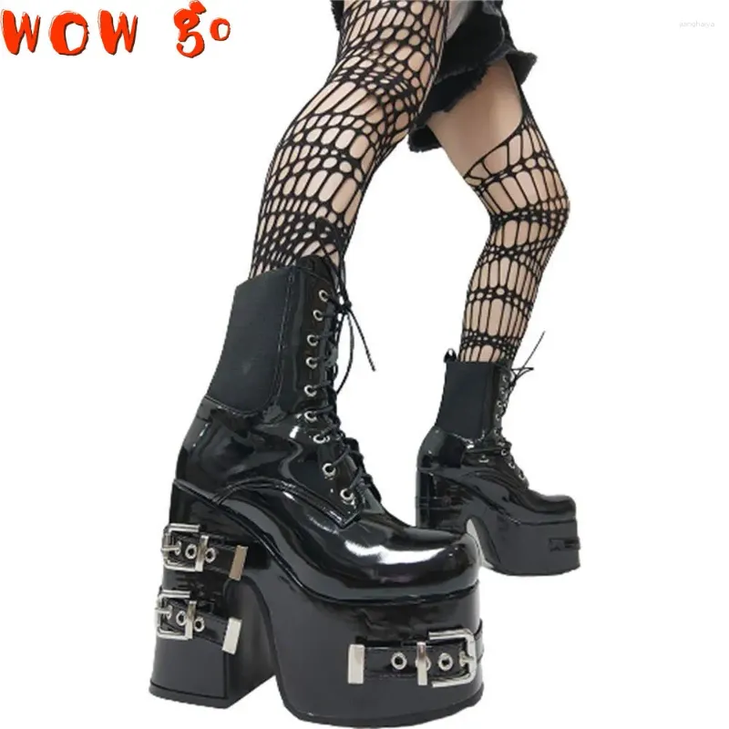 Walking Shoes Brand Fashion Size Big Size Boots Autumn Plataforma Gothic Cool Buckle Motorcycle Punk Street Winter for Woman