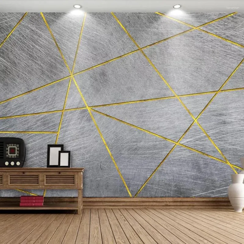 Tapety niestandardowe 3d Po tapeta nordycka minimalistyczna retro abstrakcyjna geometryczna złote tła dekoracja ściany mural