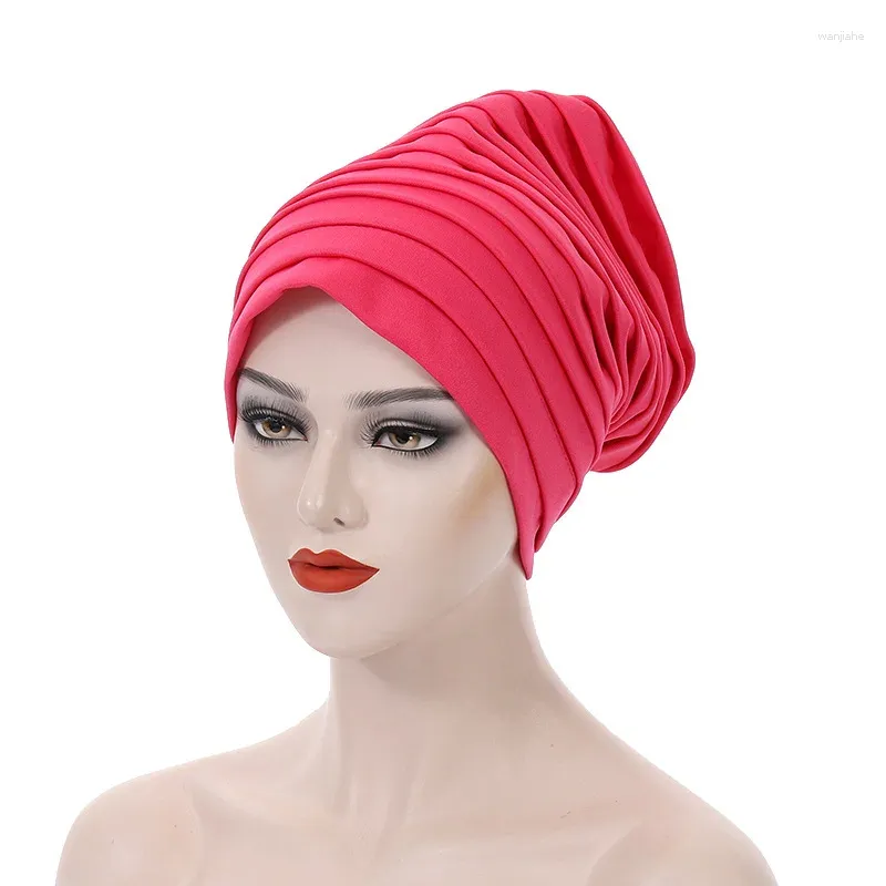 Vêtements ethniques 2024 Couleur de bonbon Coup de turban plian pour femmes têtes de la tête enveloppe Hijab musulmane Headgear African Headtie africain