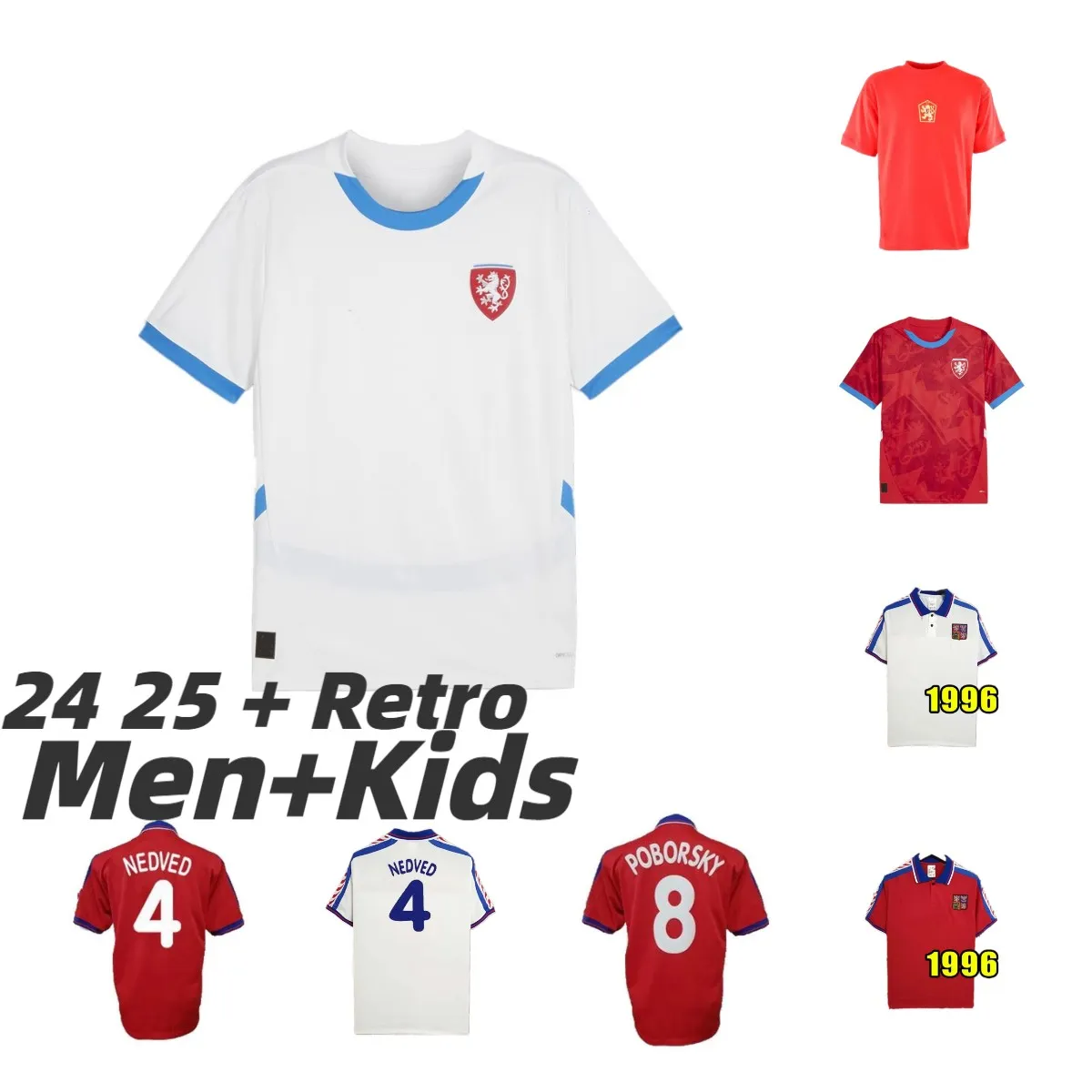 2024 2025 Tjeckien Republic Retro 1974 1996 Soccer Jerseys Sadilek Lingr 24 25 Nedved Novotny Poborsky Chytil Home Away Football Shirts Schick Hlozek Soucek Men Kids Kit