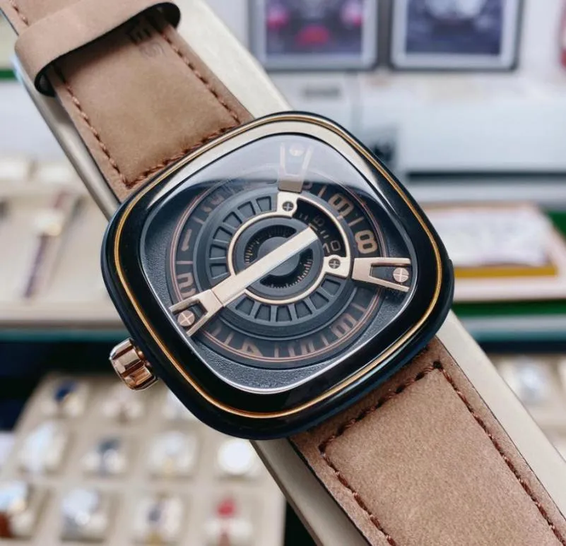 Siedem piątek męskie zegarki luksusowe najwyższej jakości ruch kwarcowy prawdziwy skórzany pasek klasyczny designerski prezent dla miłośników mody Wris7556167