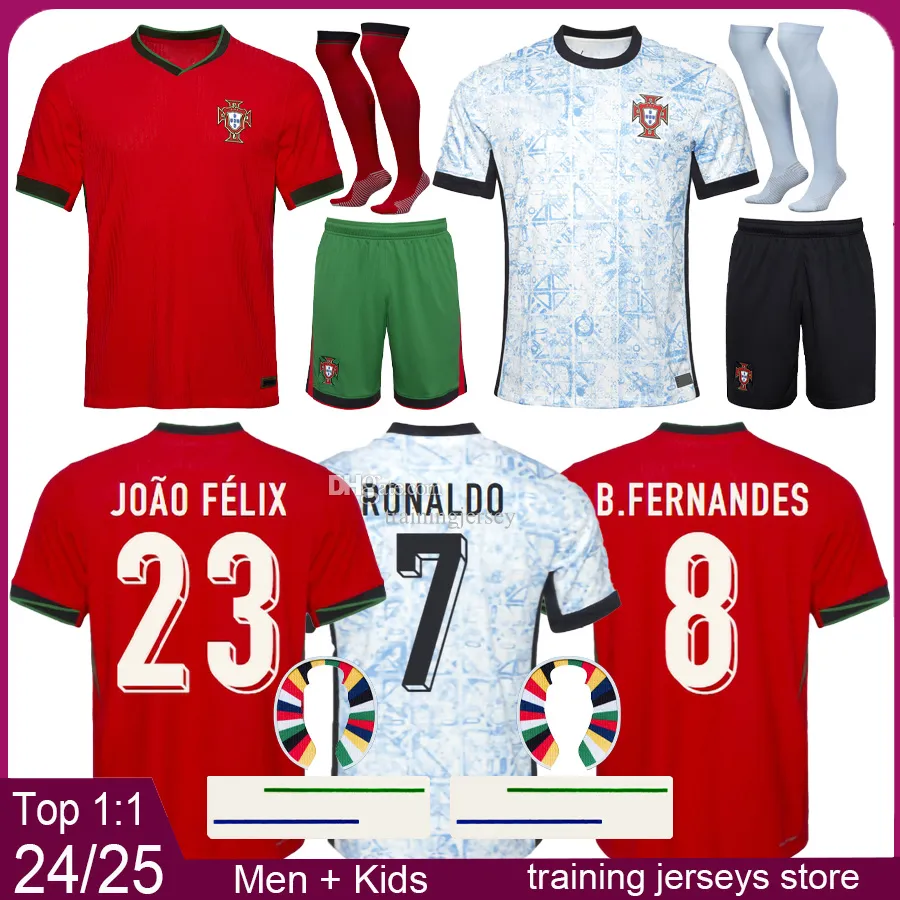 Maglie di calcio da uomo portoghese Maglie per bambini Kit di calcio 2024 Portogals Versione da giocatore da uomo Jersey di calcio 24 25 B.Fernandes Joao Felix Shirt calcistica Kit Maillot Camiseta