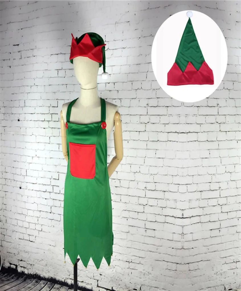 Chape de chapéu de avental elfo fantasia de elfo adulto para a festa de natalas roupas de fantasia Decoração de Natal qw86591645260