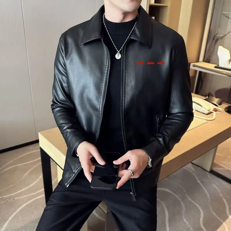 Designer Mens Leather Winter Mens Black Leather Jacket Thick
